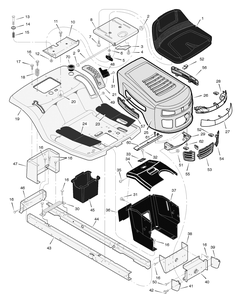 Chassis And Hood Diagram and Parts List for 385021X53A 2004 Briggs and Stratton Lawn Tractor